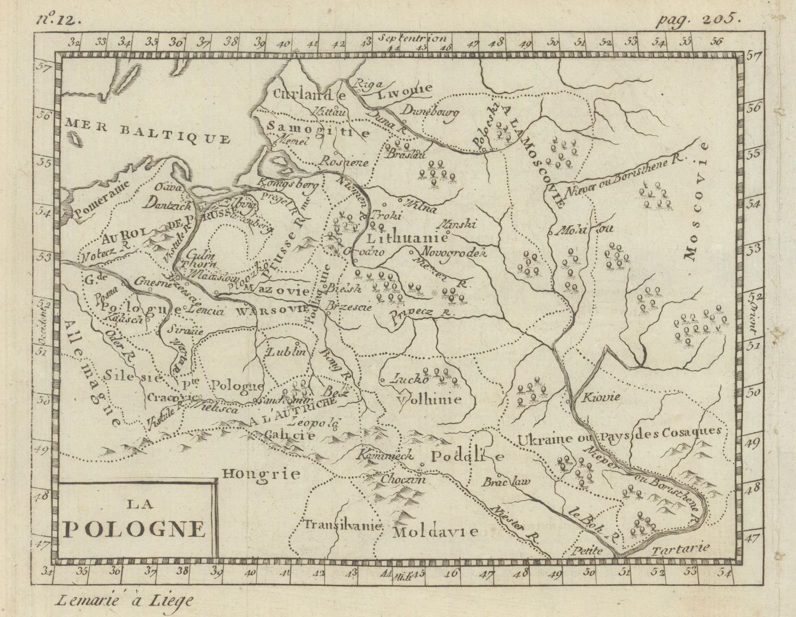 La Pologne. Poland Belarus Ukraine Lithaunia. BUFFIER c1818 old antique map
